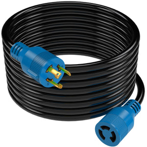 Makerz 250 Heavy-Duty Locking Generator Extension Cord - 3-Prong, 25' Length, NEMA L5-30P Twist Lock Connector to NEMA L5-30R, 3750 Watt Max Load, ETL-Certified