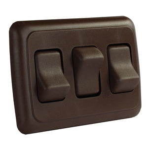JR Products 12245 On/Off Switch with Bezel - Triple Switch, Black