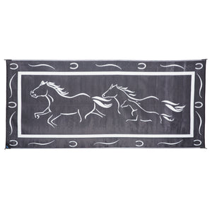 Ming's Mark GH8117 Stylish Camping Reversible Galloping Horses Patio Mat - 8' x 11', Brown/White