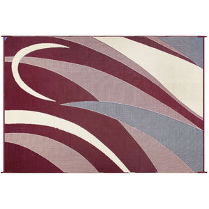 Ming's Mark GB5 Stylish Camping Reversible Graphic Patio Mat - 8' x 16', Burgundy/Black