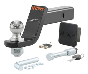 CURT 45554 Locking Trailer Hitch Mount for 2" Receiver - 7,500 lbs., 2" Ball, 2" Shank, 4" Drop (Includes Cap)