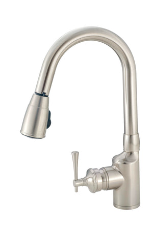 Empire Faucets SL2000N Metallic Single Lever Kitchen Faucet with Pull-Down Sprayer and Deck Plate - Brushed Nickel