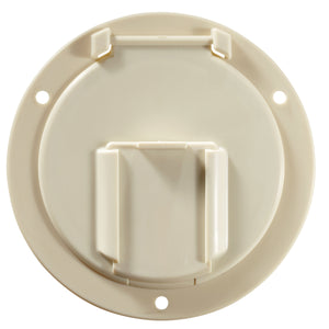 RV Designer B130 Round Low Profile Cable Hatch - 4.6" x 2.6", Polar White