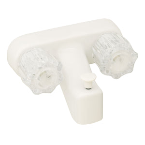 Empire Faucets U-YJW41VBW 4" Non-Metallic Tub/Shower Diverter with Vacuum Breaker and Clear Crystal or Smoked Crystal Handles - White