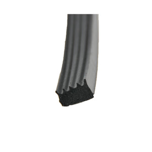 AP Products 018-523 Black Ribbed Foam Seal with PSA (White Tape) - 5/8" x 3/8" x 50'