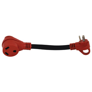 Valterra A10-5030FHVP Mighty Cord 12" Adapter Cord w/Handle - 50AM to 30AF, Red (Carded)