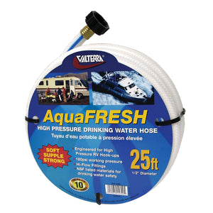 Valterra W01-6300 AquaFresh High Pressure Drinking Water Hose - 5/8" x 25', White