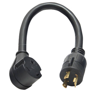Valterra A10-G30450VP Mighty Cord 12" Generator Adapter Cord - 4-Prong, 30AM to 50AF