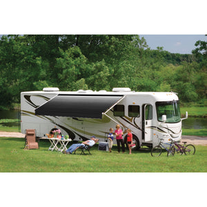 Dometic 848NR25.400B 8500 Manual Patio Awning with Polar White Weathershield - 25', Onyx Linen Fade