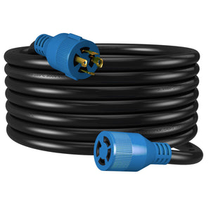 Makerz 250 Heavy-Duty Locking Generator Extension Cord - 3-Prong, 25' Length, NEMA L5-30P Twist Lock Connector to NEMA L5-30R, 3750 Watt Max Load, ETL-Certified