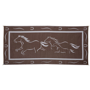Ming's Mark GH8117 Stylish Camping Reversible Galloping Horses Patio Mat - 8' x 11', Brown/White