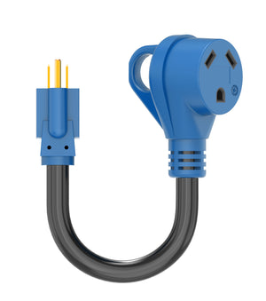 Makerz 222 Heavy-Duty RV Adapter Cord with Powered Connection Indicator Light - 12" Length, 15A to 50A, NEMA 5-15P to NEMA SS2-50R, STW-Rated / ETL-Certified