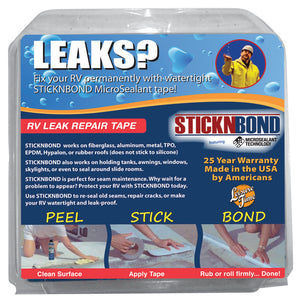 Leisure Time 60023 STICKNBOND RV Leak Repair Tape - 4" x 25', White