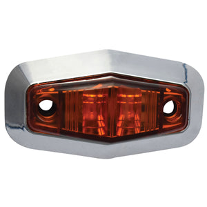 Fasteners Unlimited 003-19R LED Clearance Light Kit With Chrome Ring - Red, 3.25 in. L x 1.75 in. H