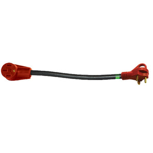 Valterra A10-5030F Mighty Cord 12" Adapter Cord w/Handle - 50AM to 30AF, Red