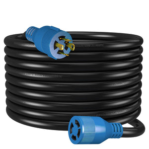 Makerz 250 Heavy-Duty Locking Generator Extension Cord - 3-Prong, 25' Length, NEMA L5-30P Twist Lock Connector to NEMA L5-30R, 3750 Watt Max Load, ETL-Certified