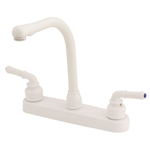 Empire Faucets U-YWI800RSW 8" Non-Metallic Kitchen Faucet with Hi-Rise Spout & Teapot Handles - White