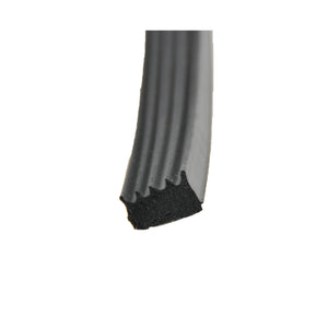 AP Products 018-523 Black Ribbed Foam Seal with PSA (White Tape) - 5/8" x 3/8" x 50'