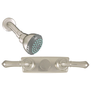 Empire Faucets U-YNN54N-E RV Concealed Tub/Shower Valve with Teapot Handles and Shower Head - 4", Brushed Nickel