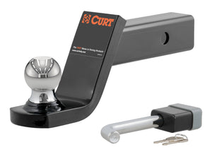 CURT 45554 Locking Trailer Hitch Mount for 2" Receiver - 7,500 lbs., 2" Ball, 2" Shank, 4" Drop (Includes Cap)