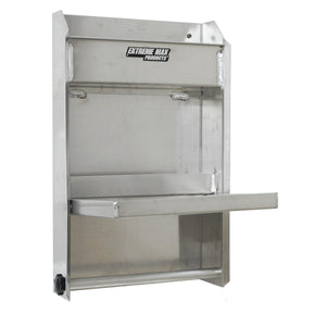 Extreme Max 5001.6119 Junior Wall-Mount Aluminum Work Station Storage Cabinet Flip-Out Work Tray with Paper Towel Rack Organizer for Enclosed Race Trailer Shop Garage Storage - Black