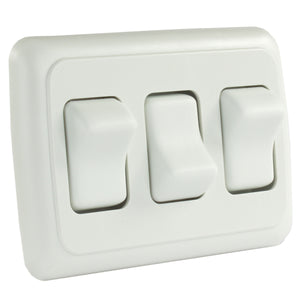 JR Products 12245 On/Off Switch with Bezel - Triple Switch, Black
