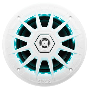 Boss Audio Systems MRGB65 2-Way 200W Marine Full Range LED Speakers - 6.5", White Pair