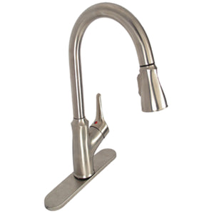 Empire Faucets SL2000N Metallic Single Lever Kitchen Faucet with Pull-Down Sprayer and Deck Plate - Brushed Nickel