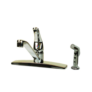 Empire Faucets SL801F-4 4-Hole Metallic Single Lever Kitchen Faucet with D-Spout Blade Handle & Sprayer - Chrome