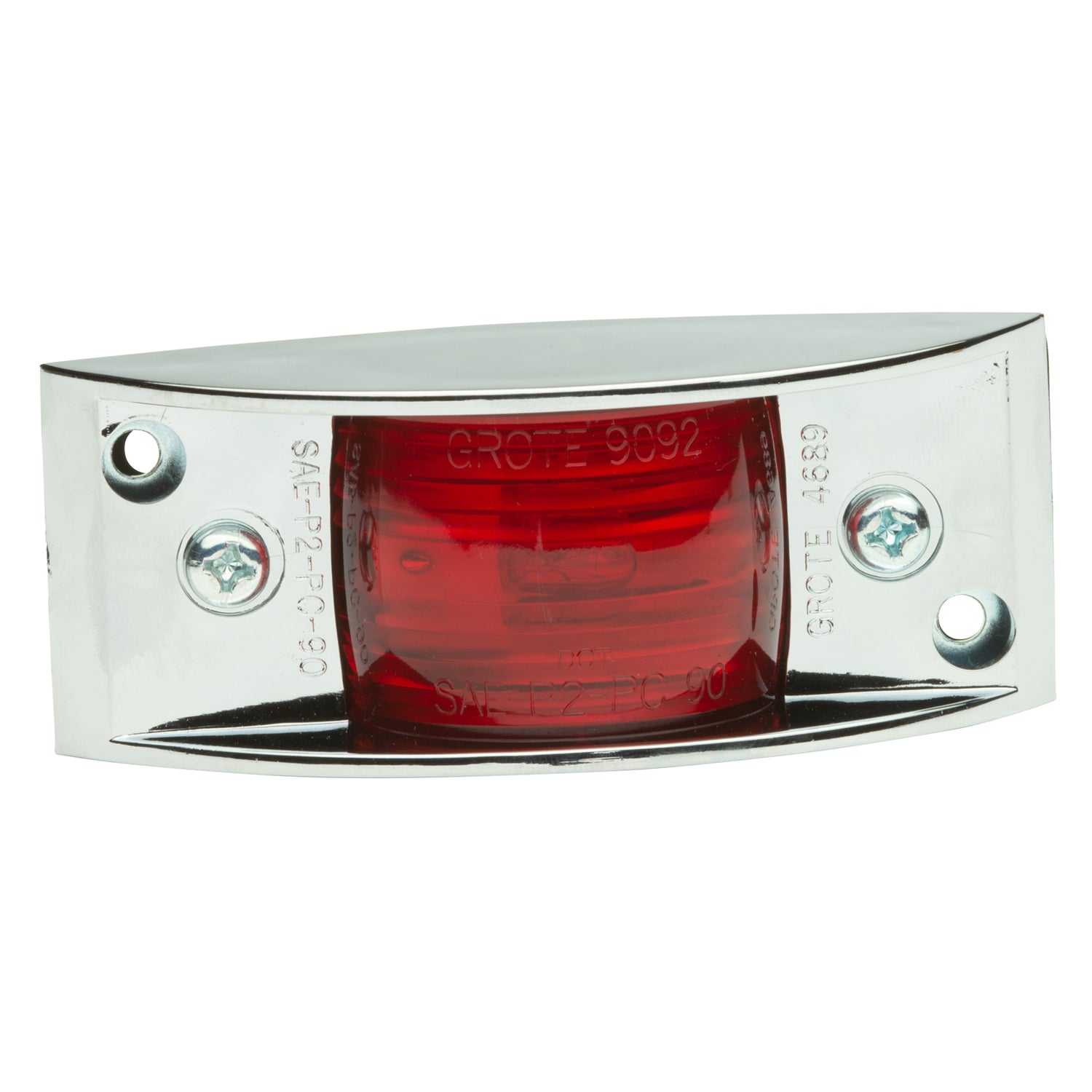 Grote 46892-5 Chrome-Armored Clearance Marker Light - Red (Retail Packaging)