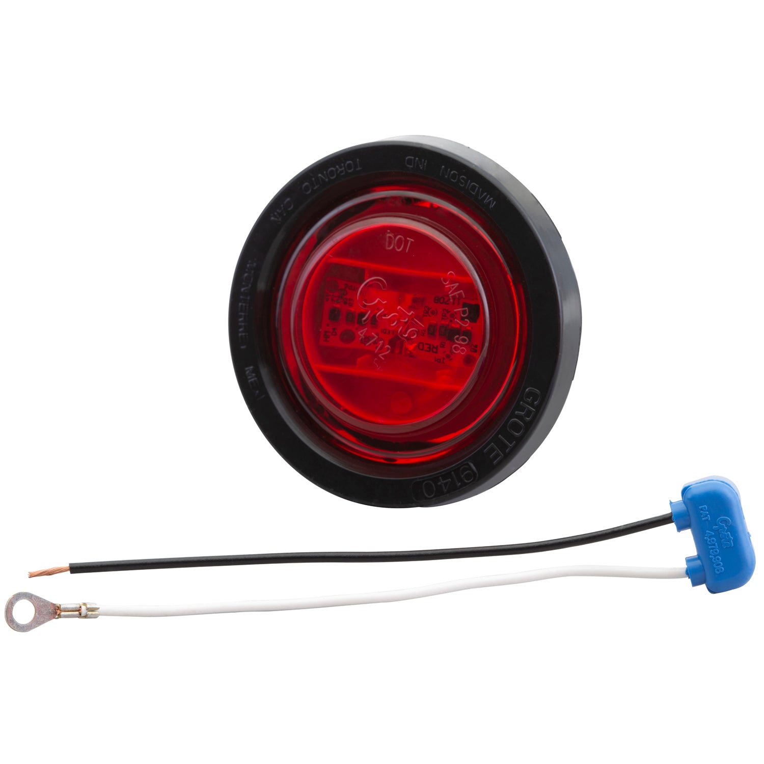 Grote 47472 SuperNova LED Clearance Marker Light - 2.5", Kit (47122 + 91400 + 67001), Red