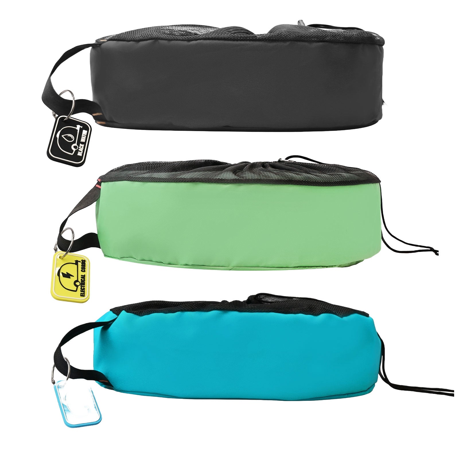 Makerz 214 Color-Coded Hose Storage Bag Set for RV Black Water and Fresh Water Hoses, Electrical Cords and Cables - Includes 3 Labeled Bags