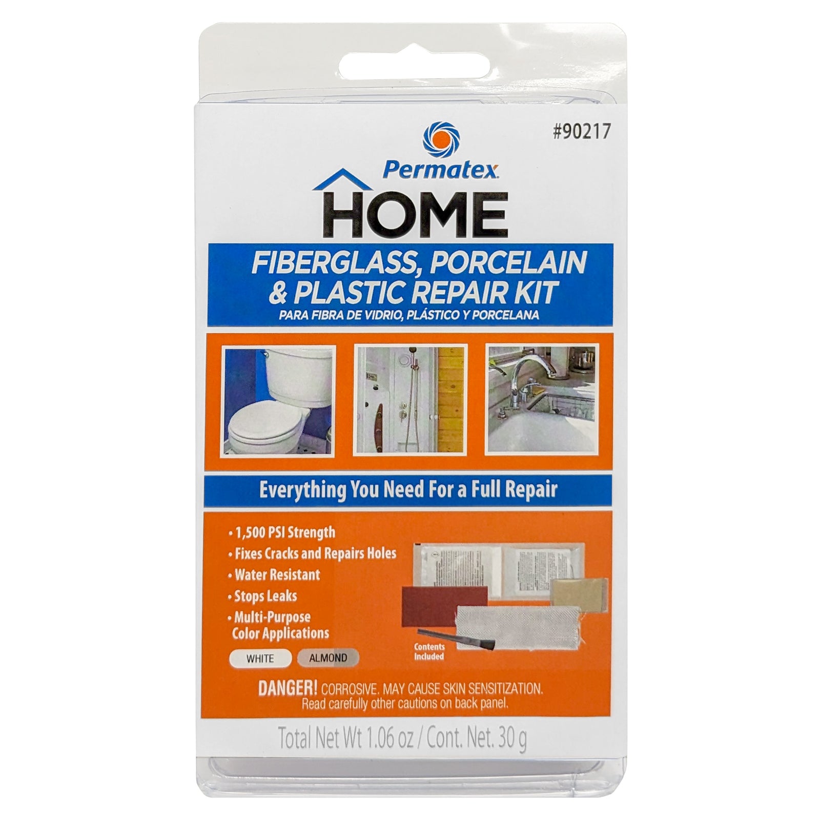 Devcon 002-90217 Fiberglass, Porcelain and Plastic Repair Kit - White/Almond