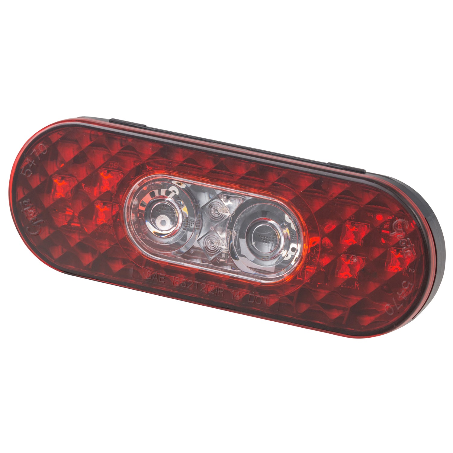 Grote 54702 6" Oval LED Stop Tail Turn Lights with Integrated Back-Up - Integrated Hard Shell