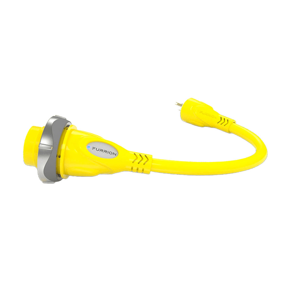 Lippert 381653 Pigtail Adapter 50A 125/250V Marine Connector to 15A Marine Plug - Yellow