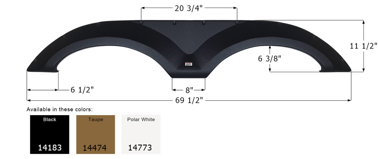 Icon 14183 Tandem Axle Fender Skirt FS4183 for Forest River - Black