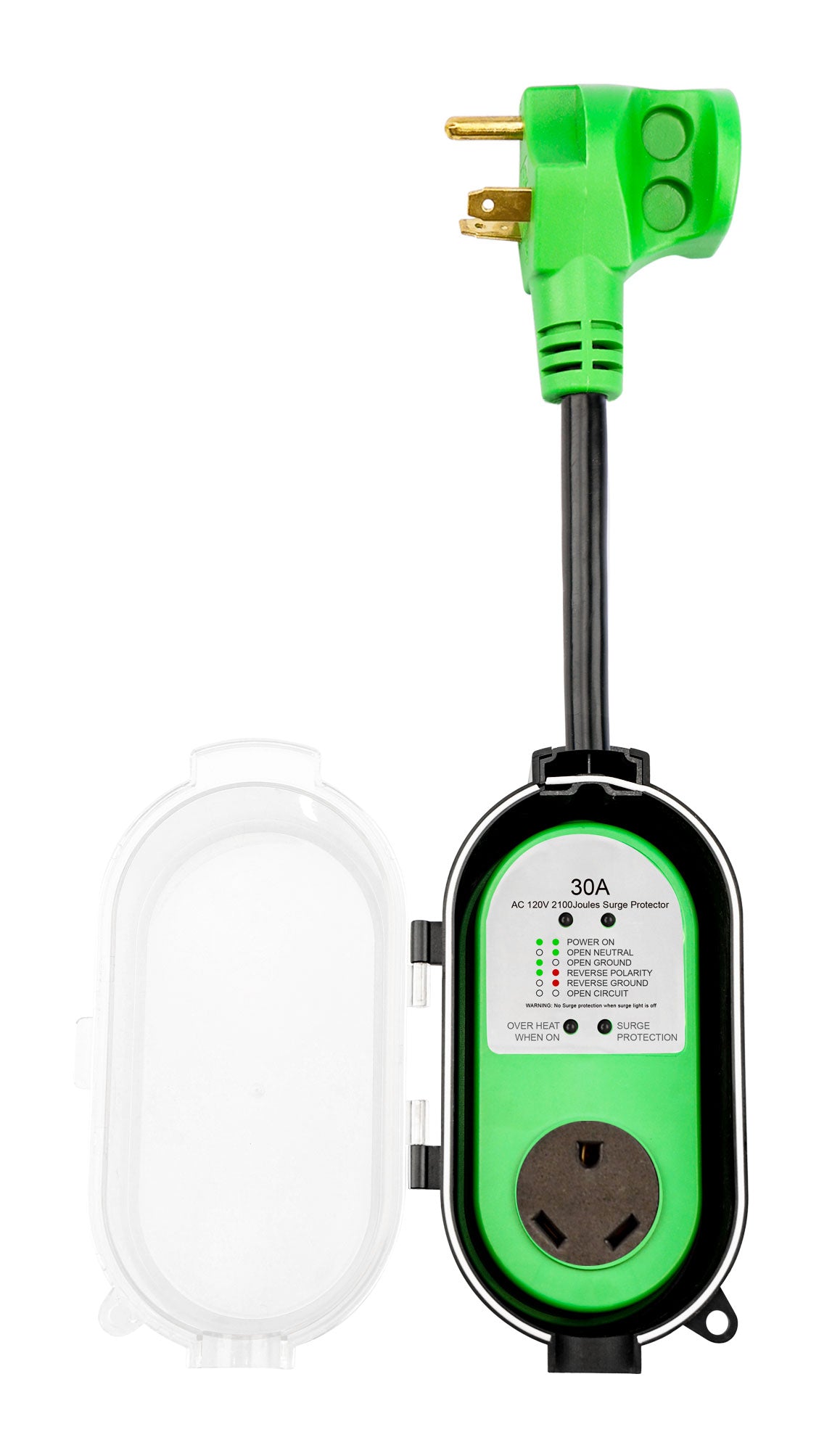 Makerz 287 Portable Surge Guard Protector - 30 Amp, 125 Volt, 3750W, 2100 Joule Protection, NEMA TT-30P to NEMA TT-30R, ETL-Certified