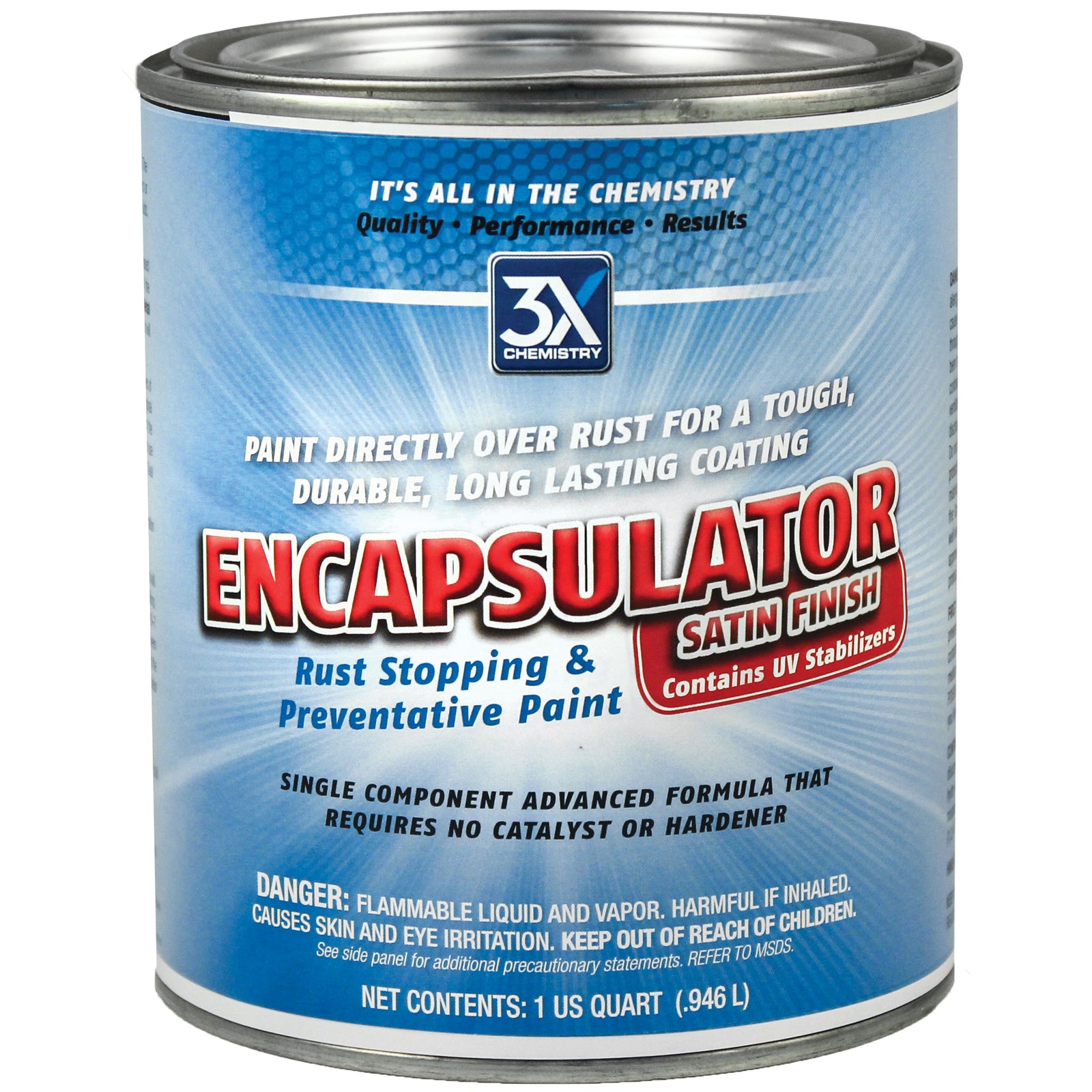 3X Chemistry 126 Rust Suffocator Corrosion-Stopping & Preventative Paint - Satin Black Finish, Quart