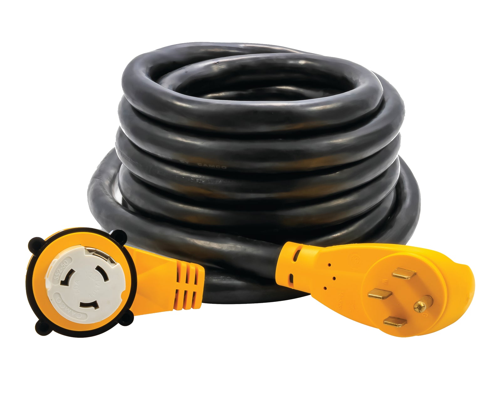 Camco 55574 50M - 50F Power Grip with 90 Degree Locking Adapter - 25'