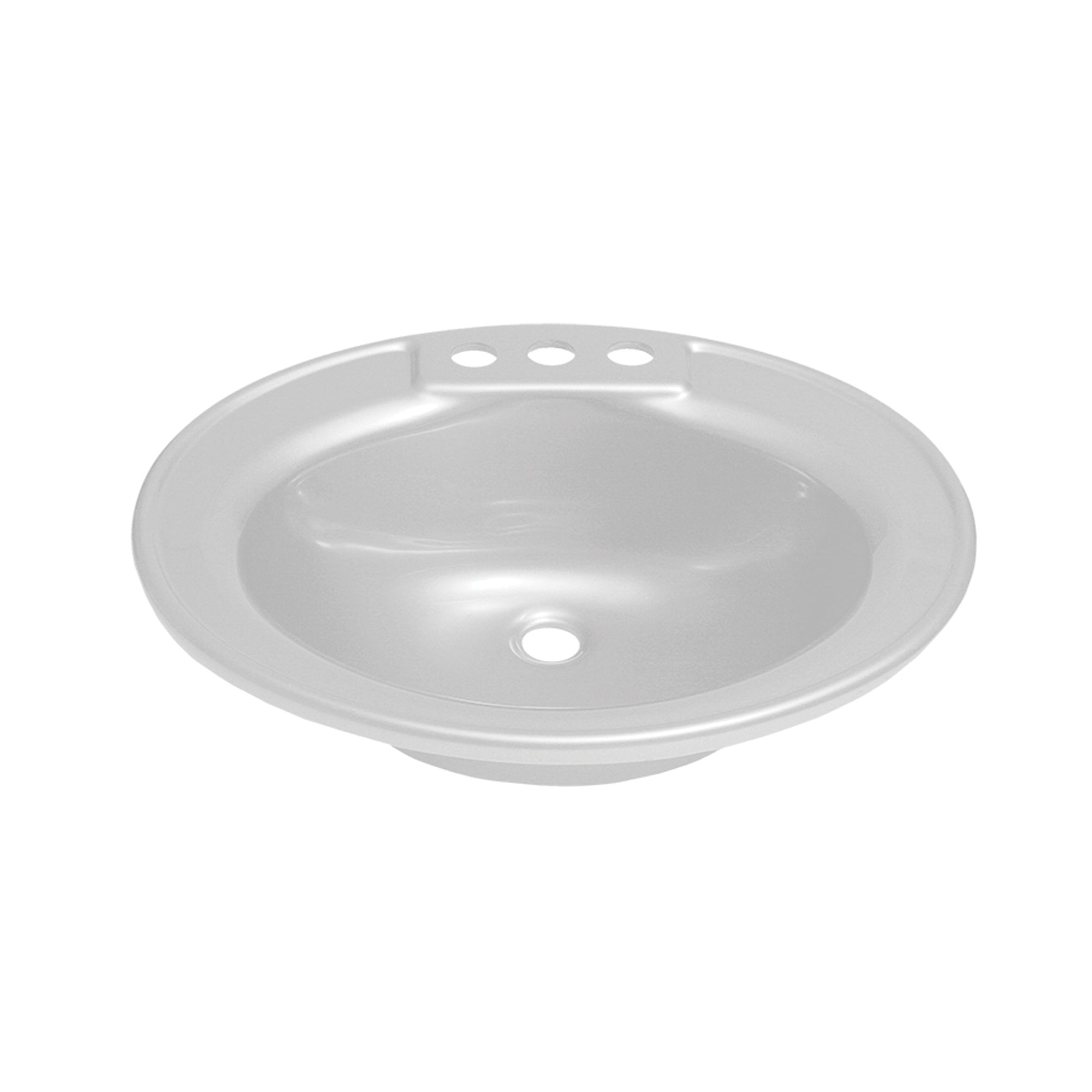 Lippert 209635 3-Hole Acrylic Oval Sink - 17" x 20", White