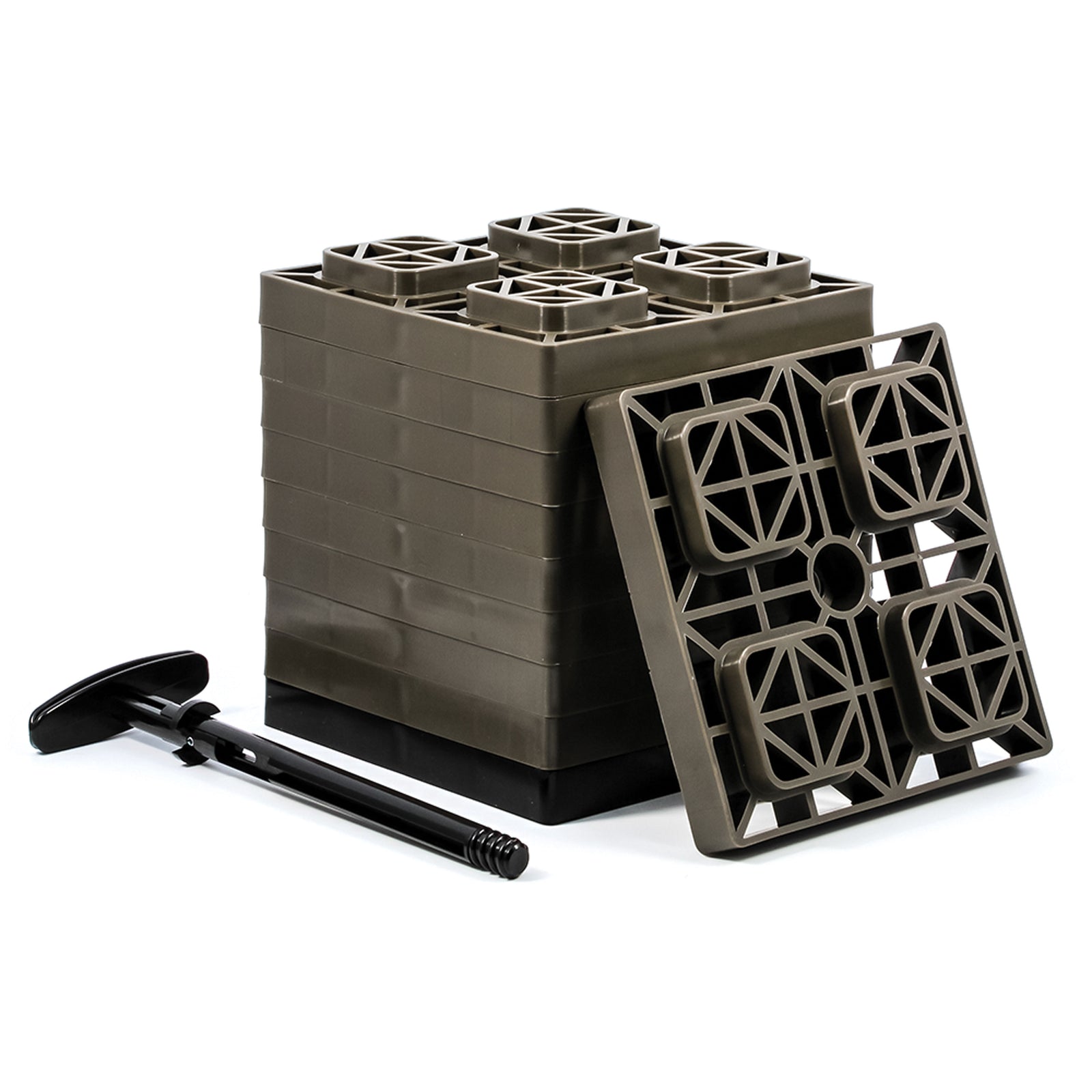 Camco 44521 Fasten Leveling Blocks With T-Handle, 2X2, Brown 10 Pack