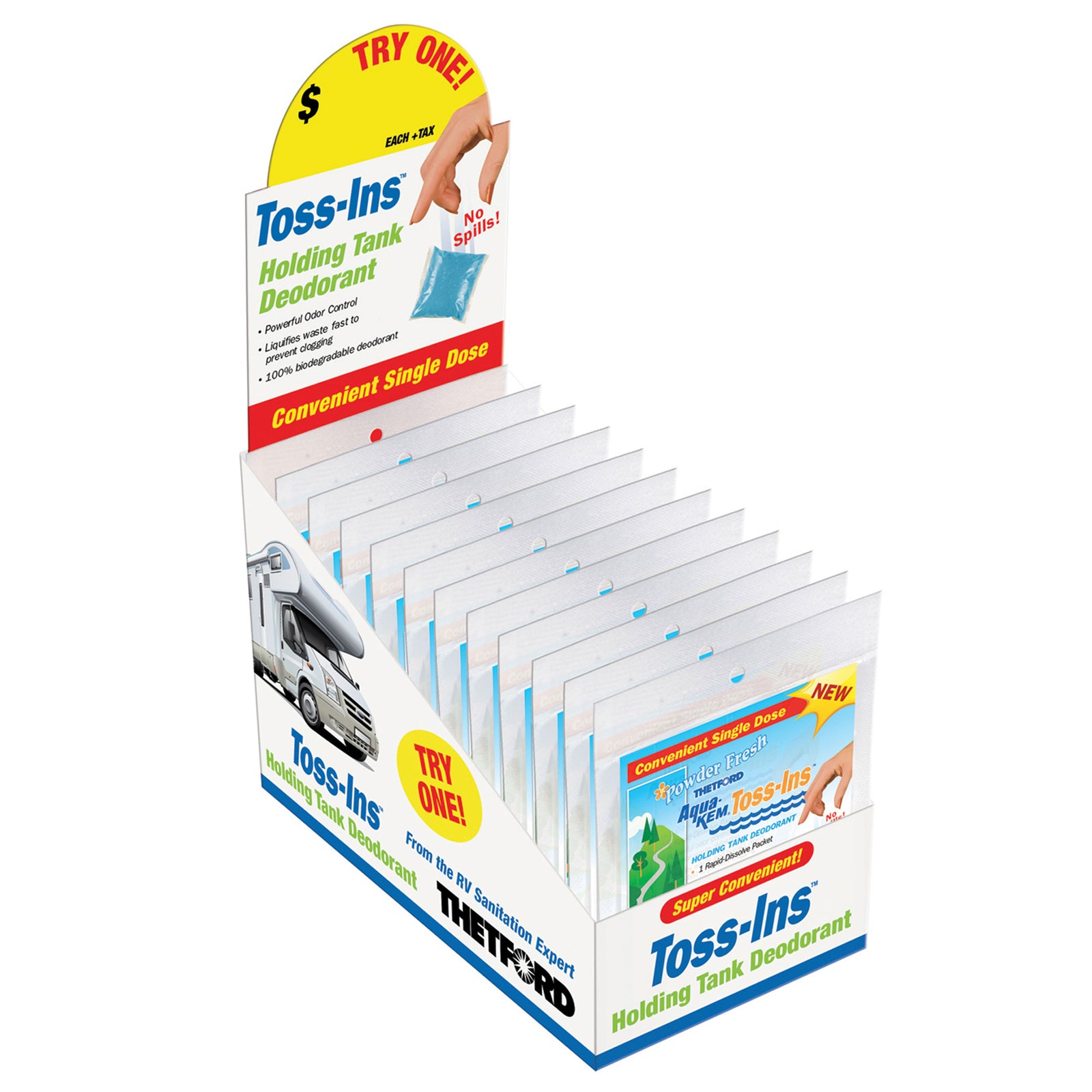 Thetford 96079 Aqua-Kem Toss-Ins - Powder Fresh, Countertop Display of 12 Singles