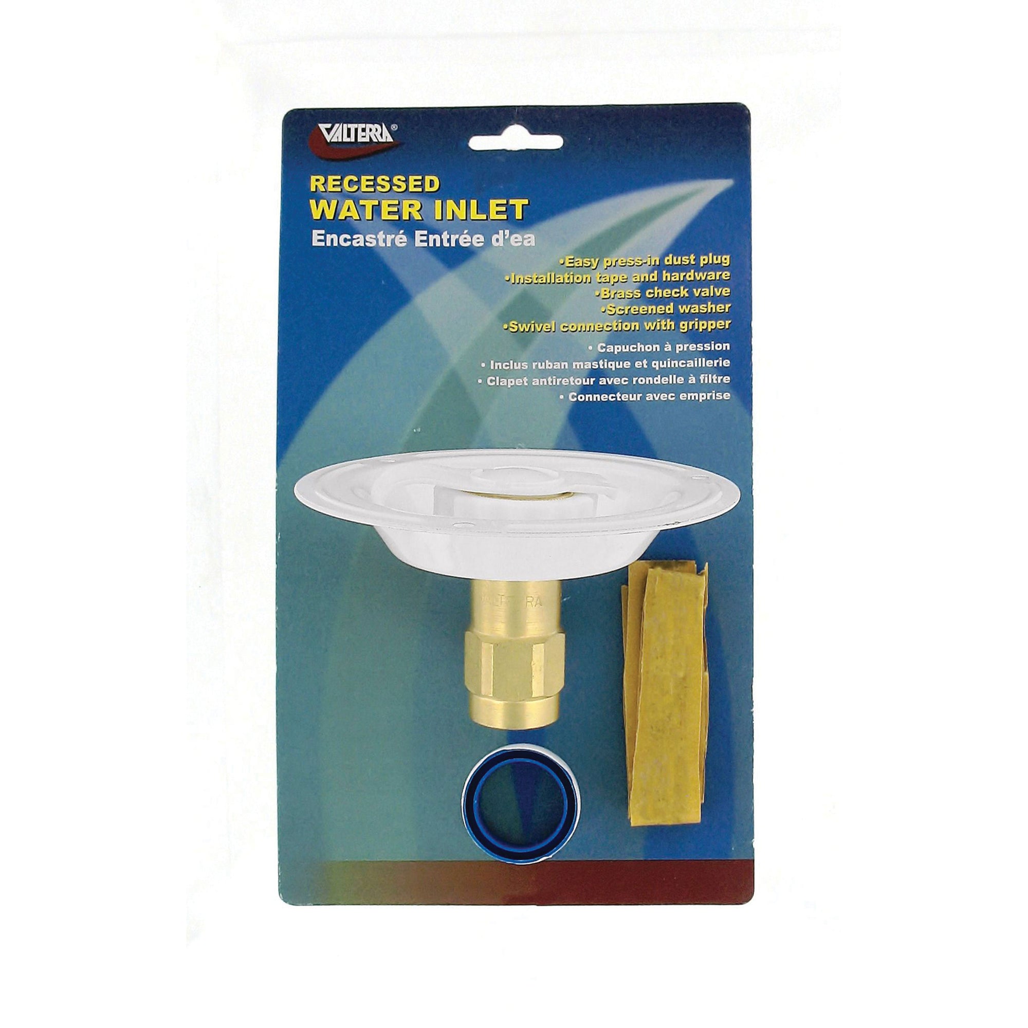 Valterra A01-0177LFVP Recessed Water Inlet - FPT, Colonial White (Carded)