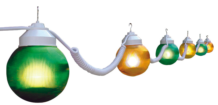 Polymer 1631-01523 String Globe Light Sets - 6 Light, Green/Yellow