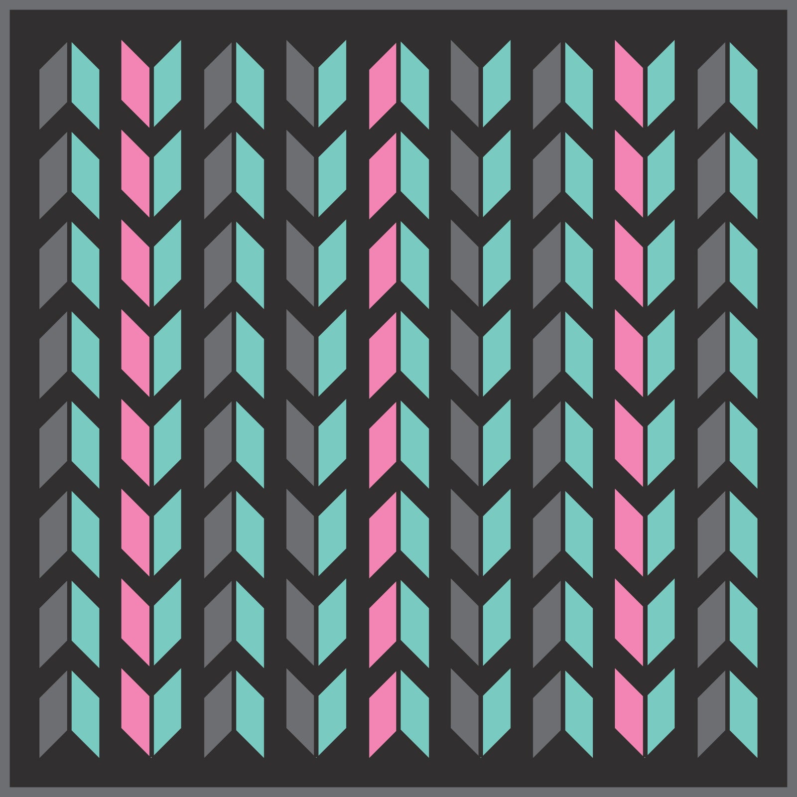 Kuma 882-KM-COM-VC-9 Chevron Outdoor Mat - 9' x 9' (Vice -Bermuda/Pink/Graphite/Black)