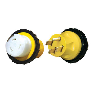 Voltec 16-00597 Heavy Duty Molded Locking Adapter - Yellow, 30 Amp/50 Amp