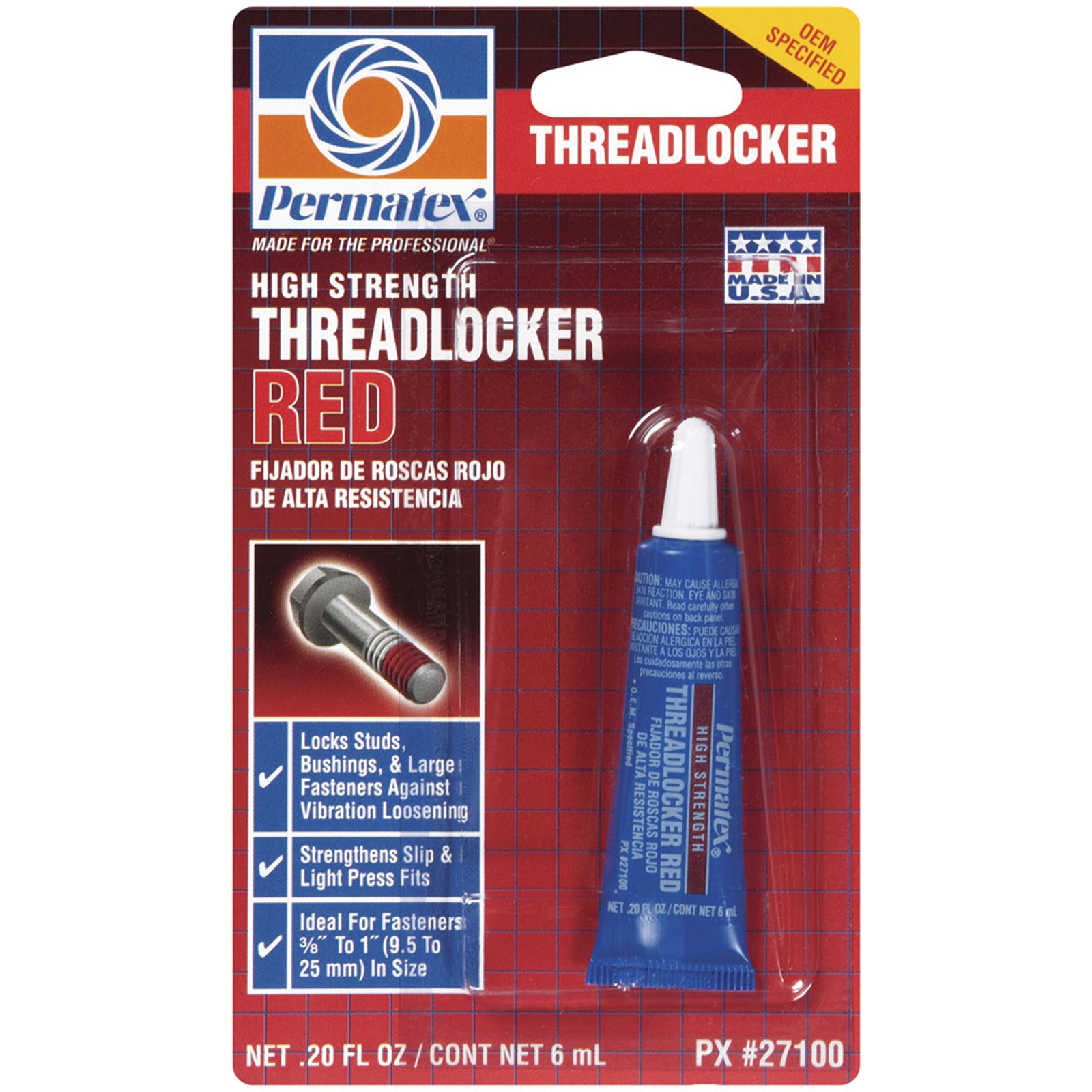 Spray Nine 27100 Permatex Threadlocker Red, 6Ml