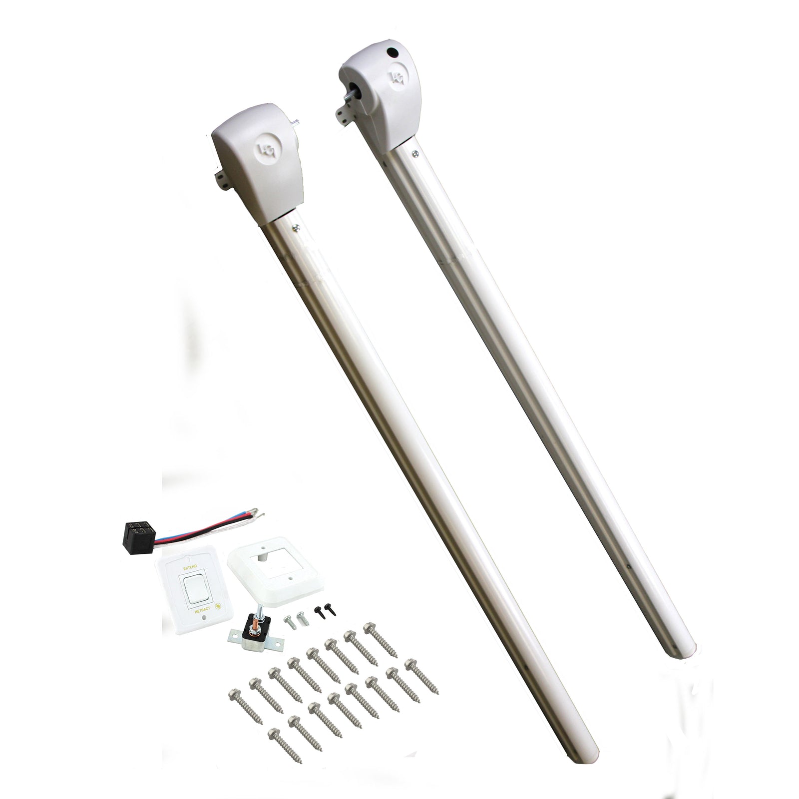 Lippert 351393 Solera Standard Power Hardware Kit, Pitched Plain Head - White