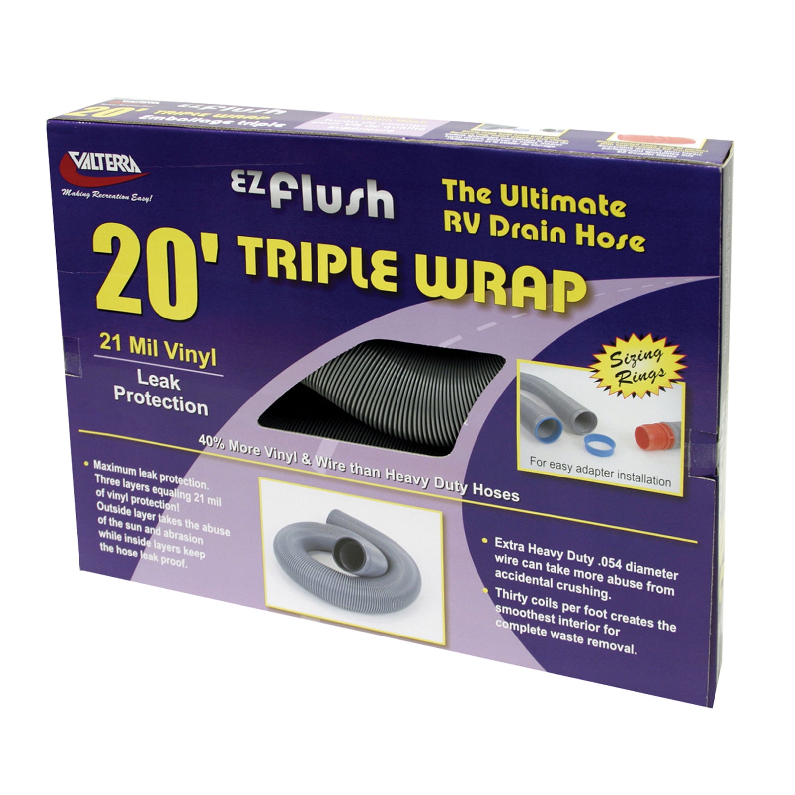 Valterra D04-0054 EZ Flush Triple Wrap RV Drain Hose - 20'