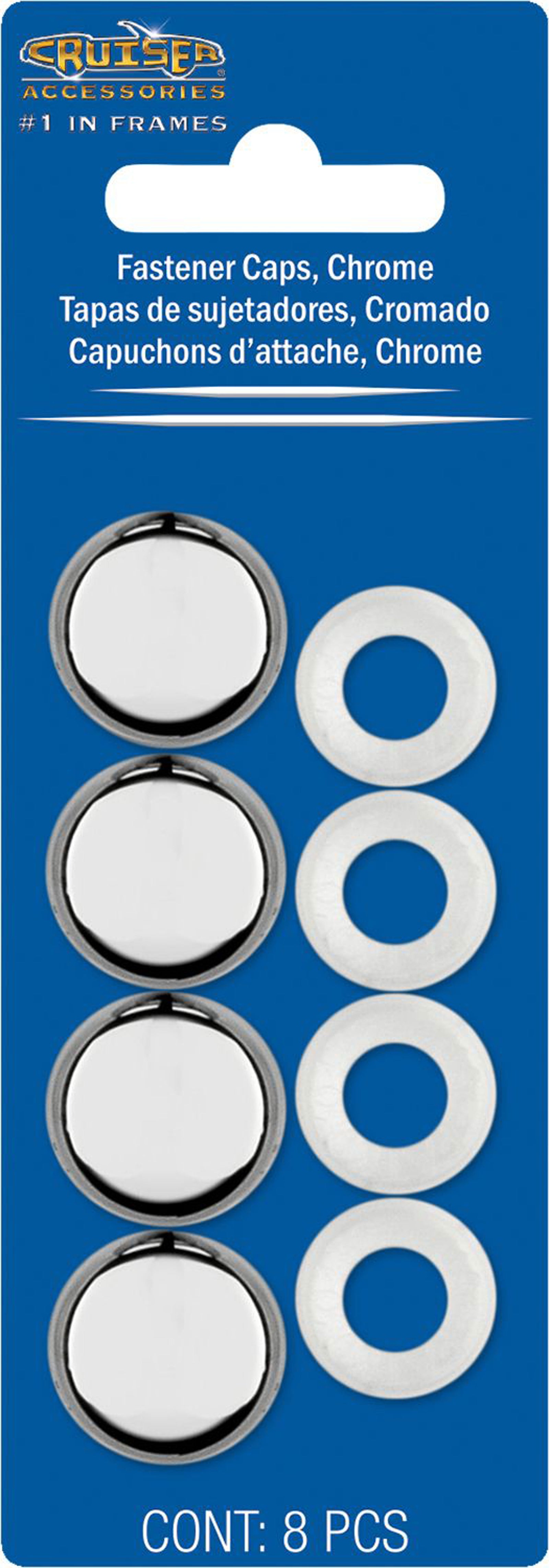 Cruiser Accessories 82630 License Plate Fastener Caps - Chrome, Pack of 4